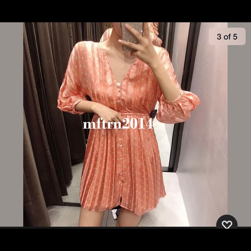 Zara poke dots satin silky dress!!